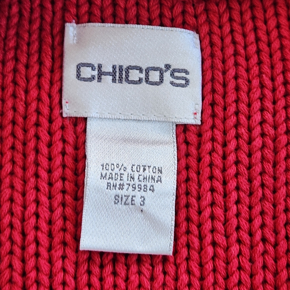 Chico's Cardigan Sweater Chunky Heavy Warm Red Rivet Big Buttons Large/ 3 - Picture 9 of 14